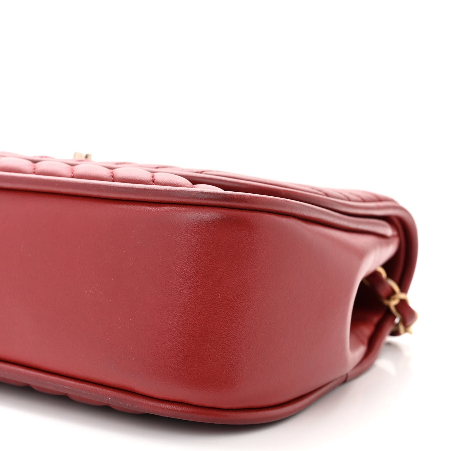 Chanel Lambskin Reverse Chevron Quilted Round Top Handle Flap Red 10 of 11