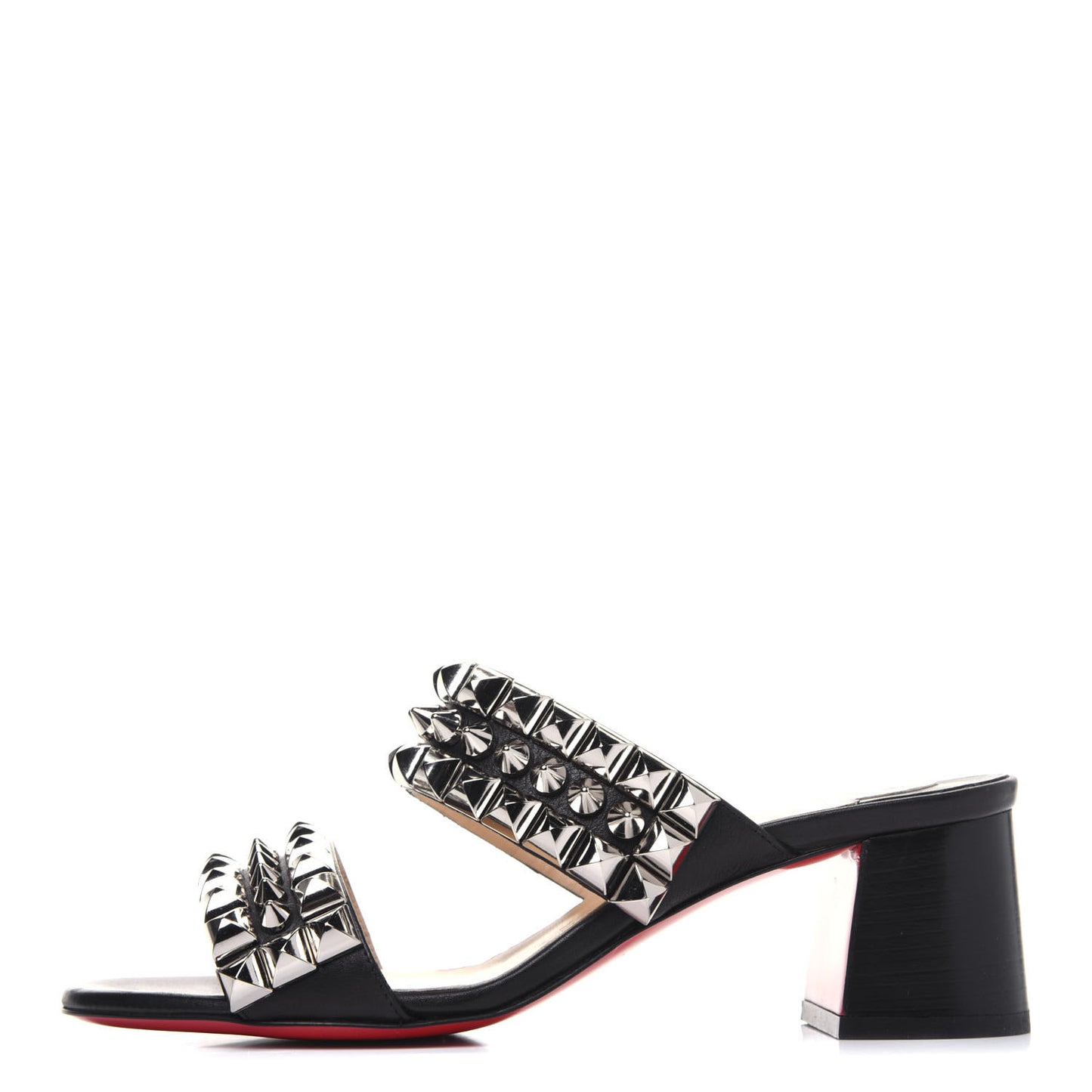 Calfskin Studded Tina Goes Mad 55 Slide Sandals 36.5 Black