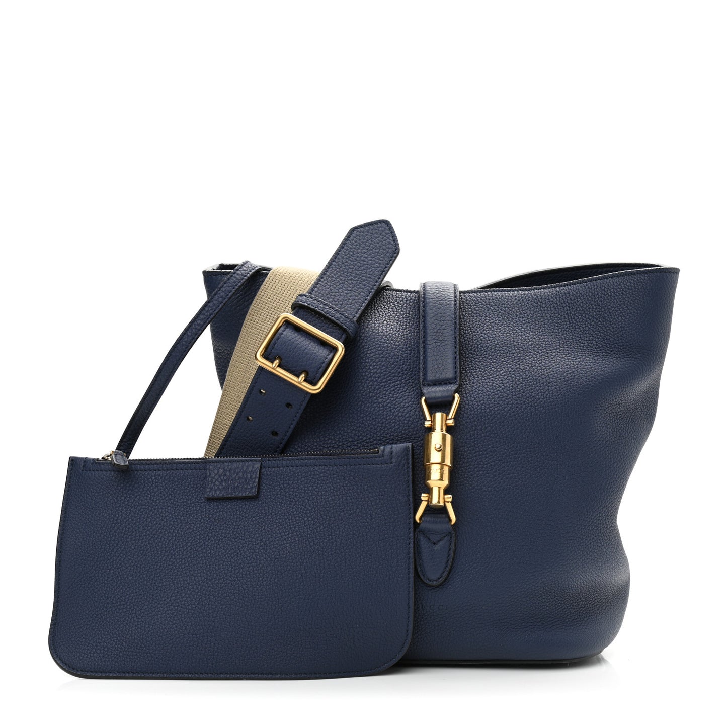 Soft Grained Calfskin Small Jackie Bucket Bag Classic Blue Marine