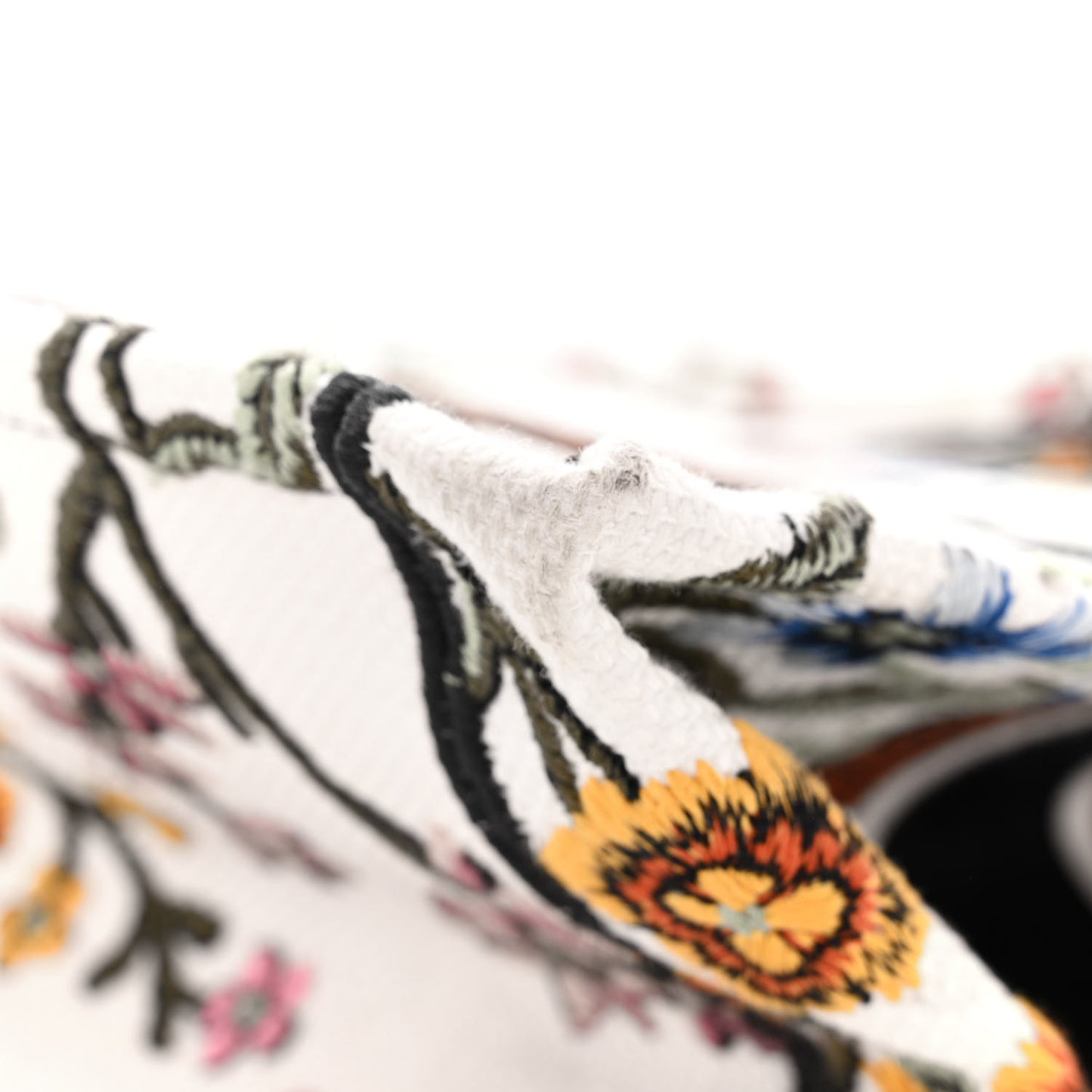 Raffia Embroidered Petites Fleurs Medium Book Tote White Multicolor