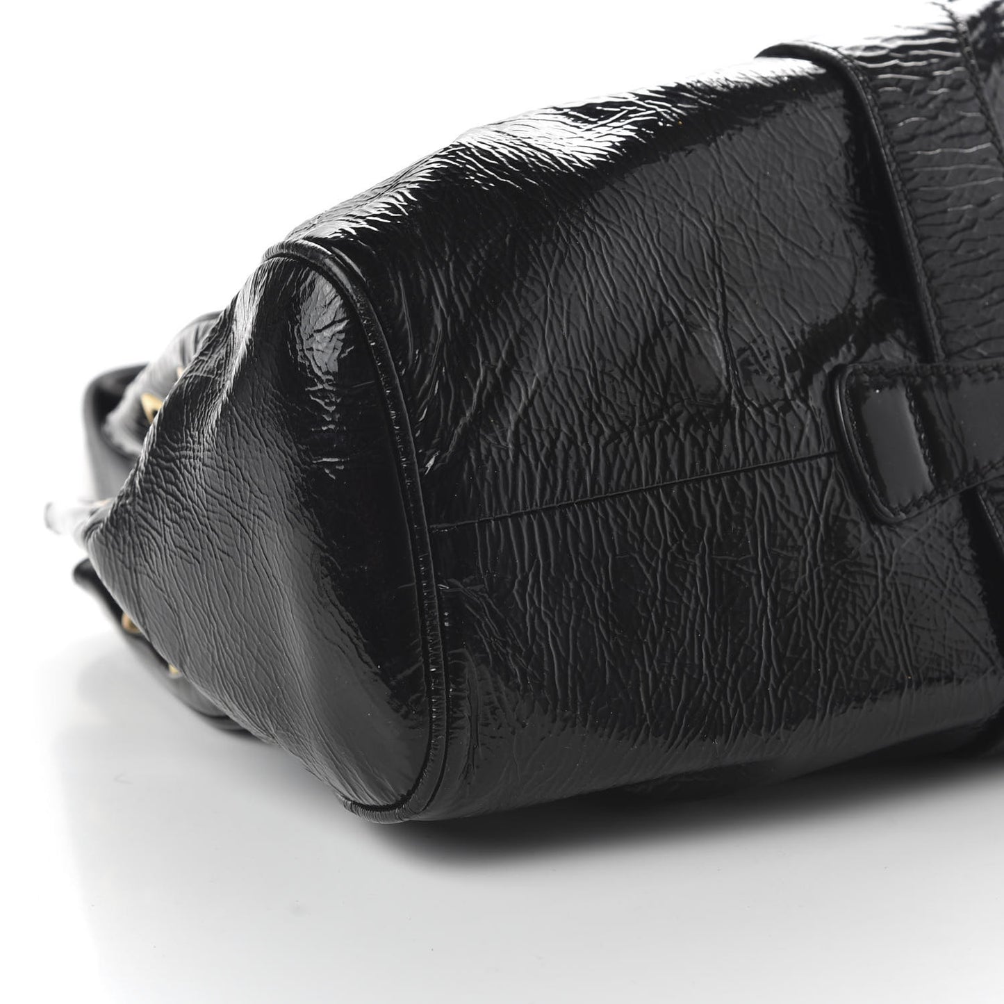 Crushed Patent Riki Bag Black
