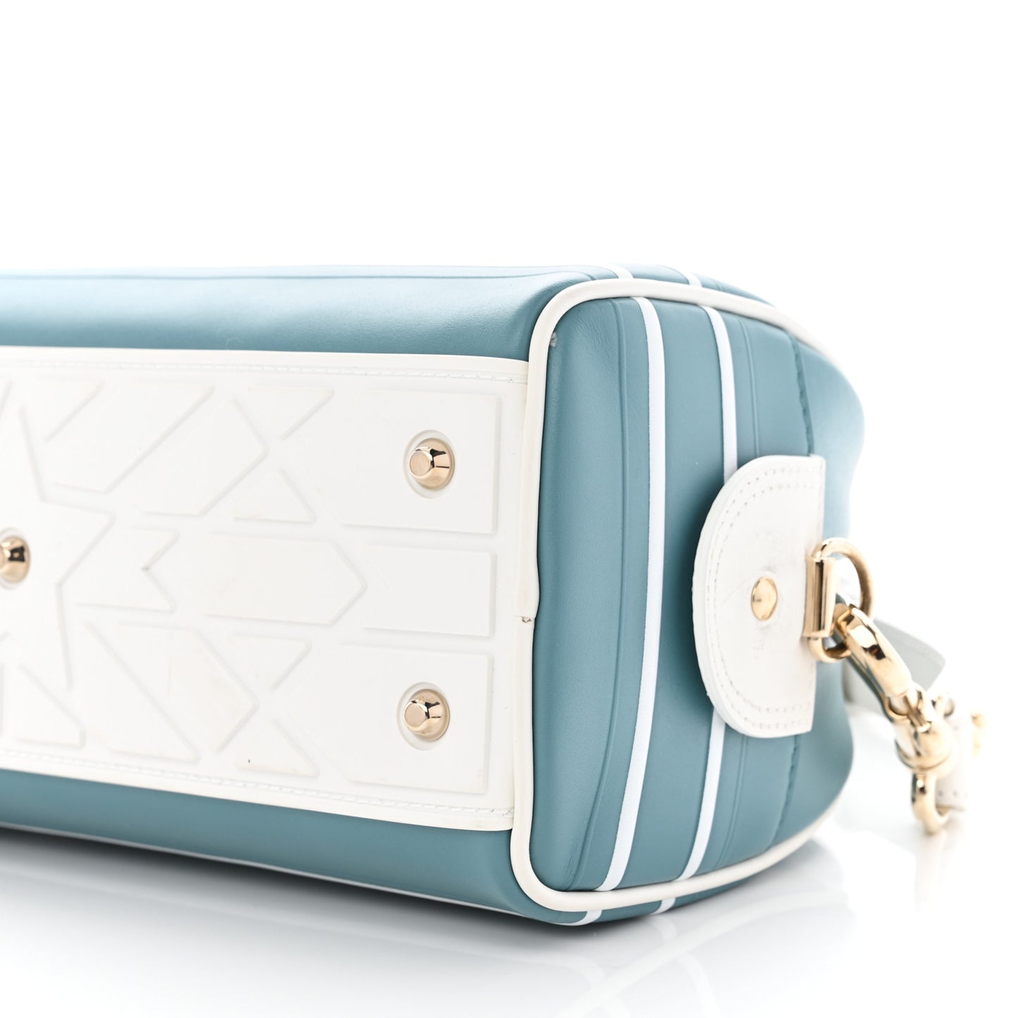 Calfskin Small Dior Vibe Zip Bowling Bag Turquoise