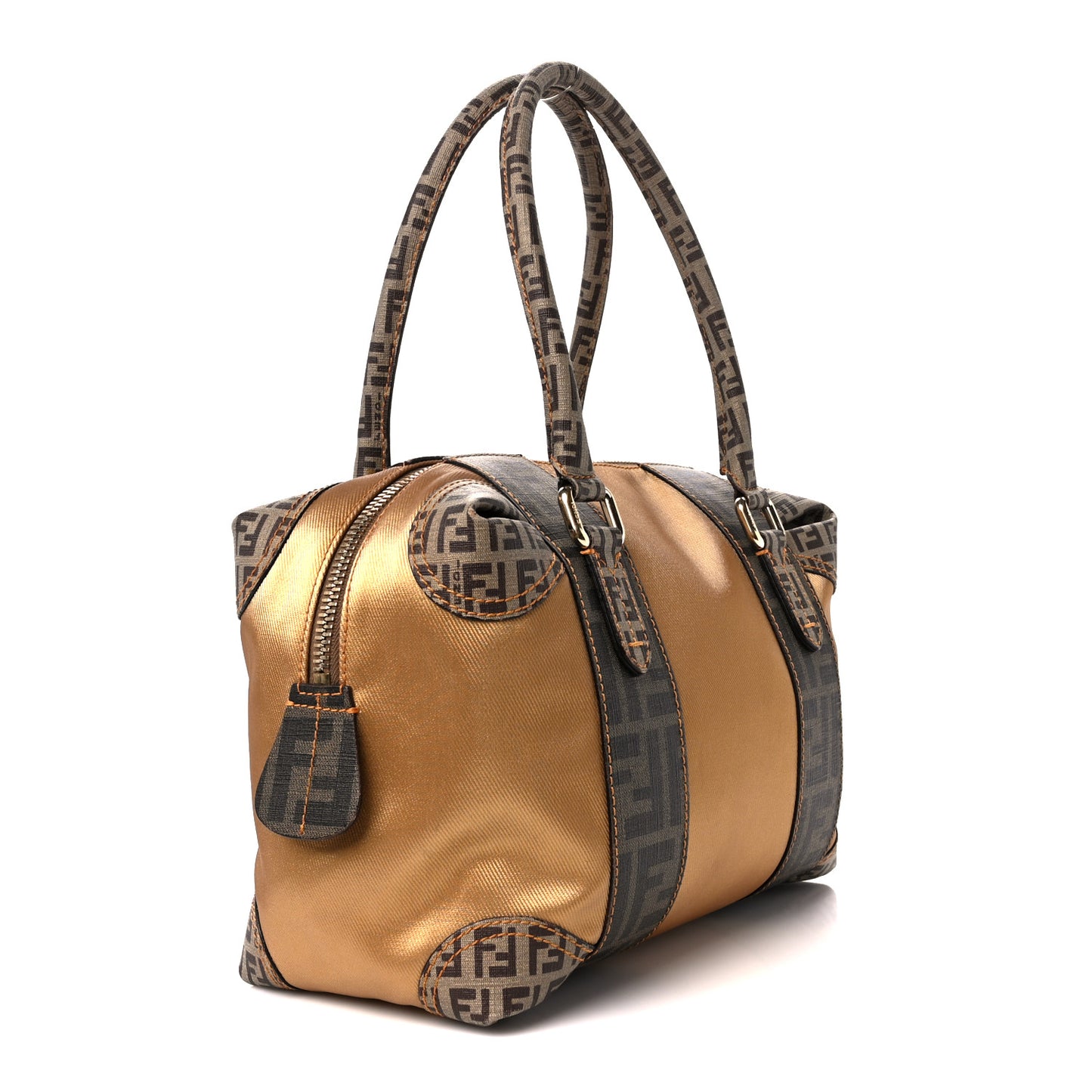 Zucca Zucchino Mixed Media B Mix Tote Tobacco Gold