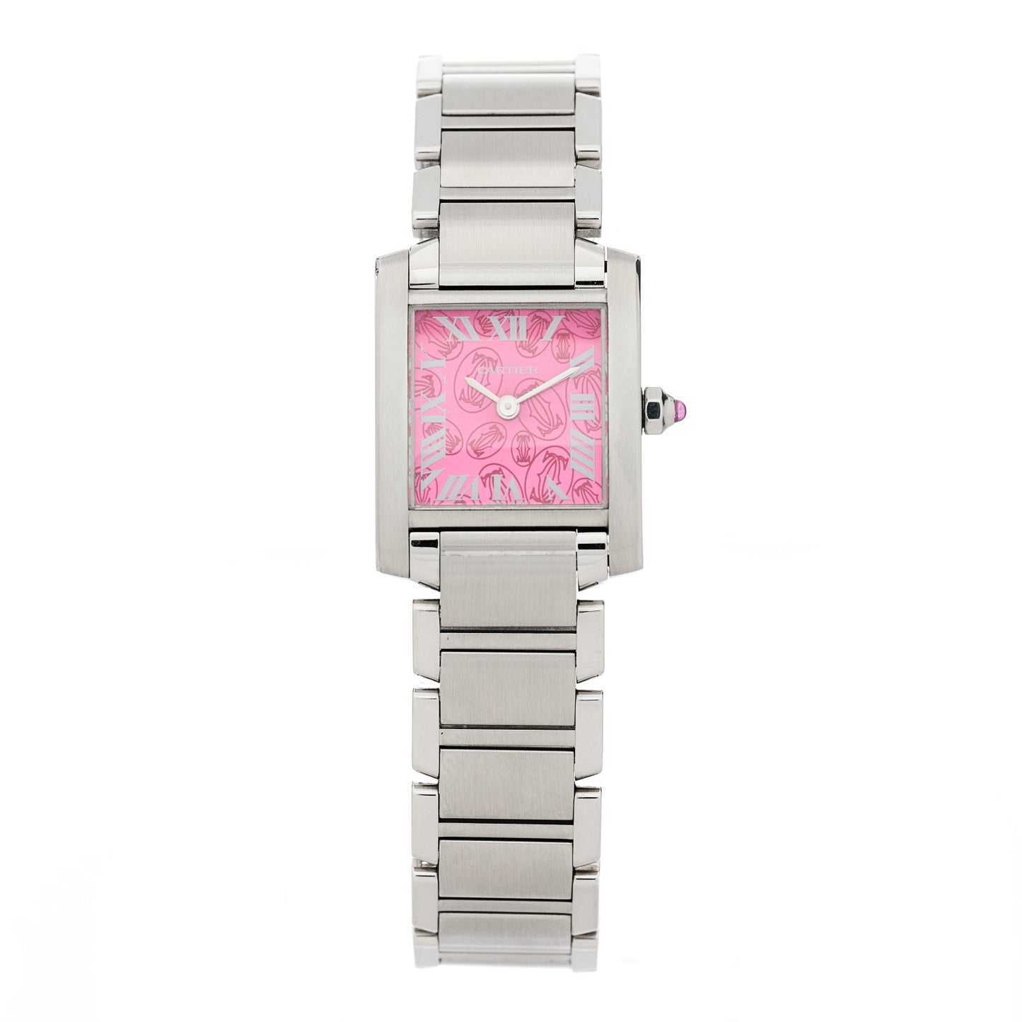 Stainless Steel 20mm Tank Francaise Quartz Watch Raspberry