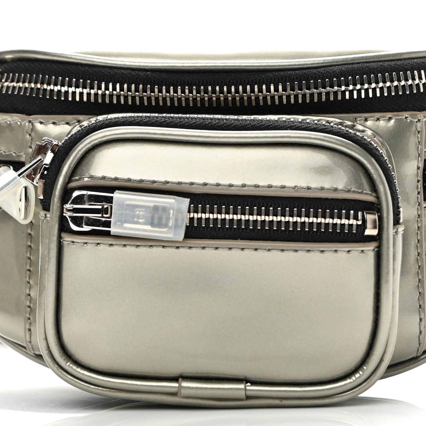 Metallic Lambskin Mini Attica Belt Bag Silver