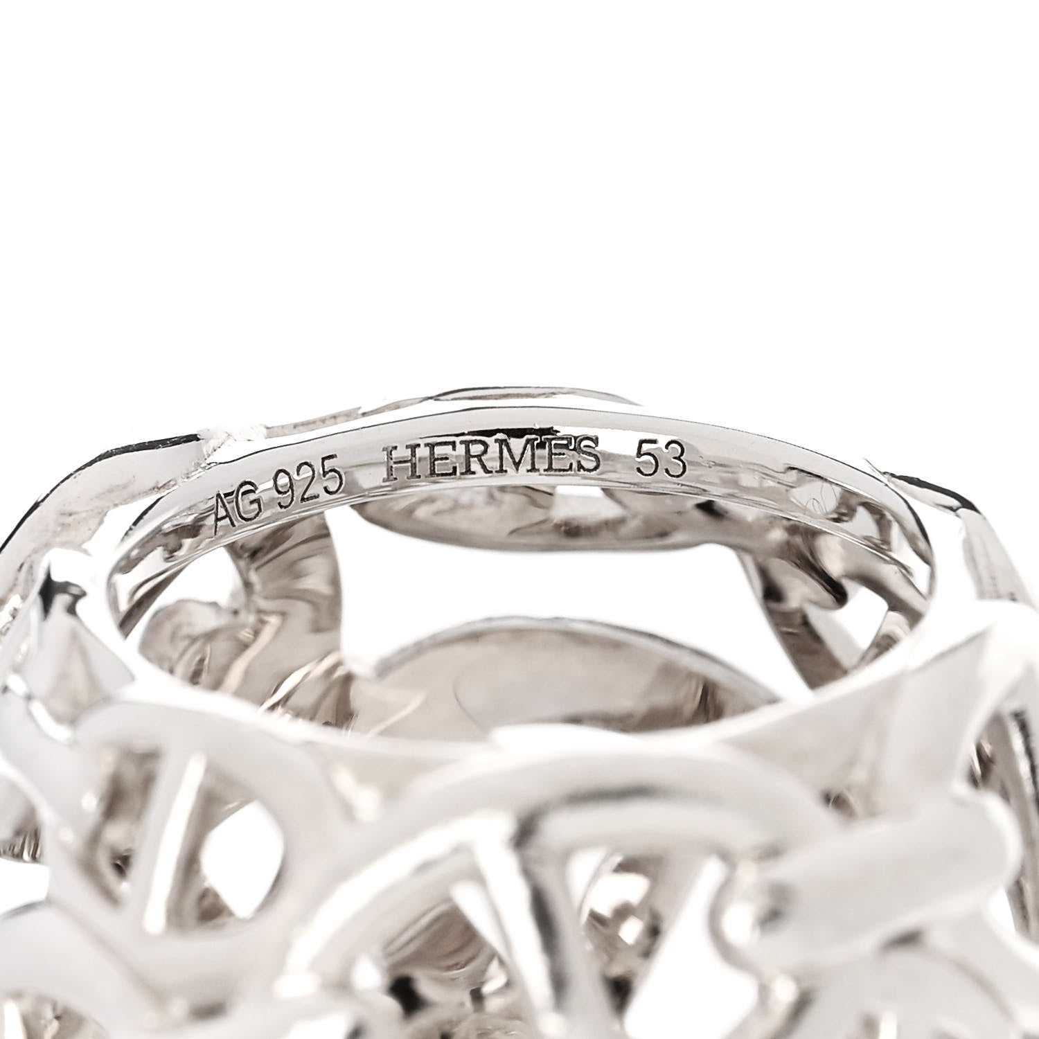 Hermes Sterling Silver GM Chaine d'Ancre Enchainee Dome Ring 53 6.25 3 of 5