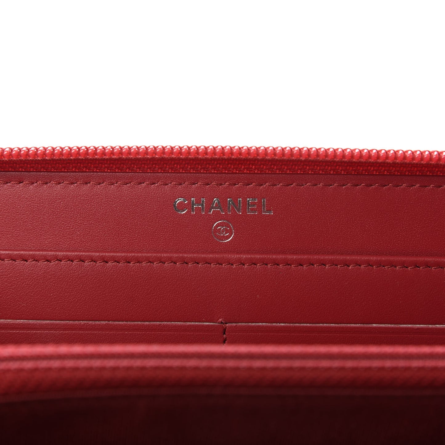 Patent Quilted Boy Zip Around Wallet Red