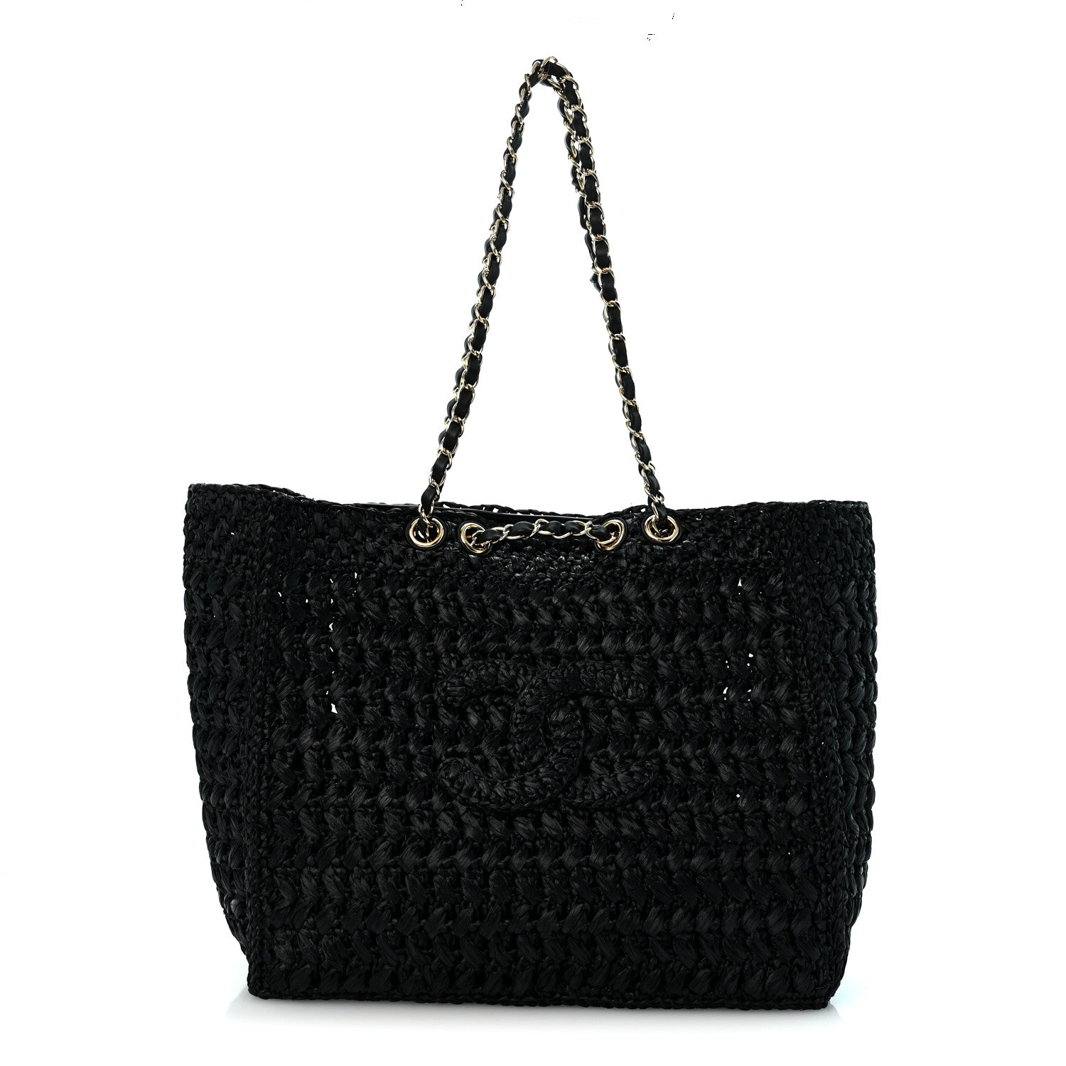 Chanel Raffia Coco Beach Shopping Bag Black 1943576 – FASHIONPHILE