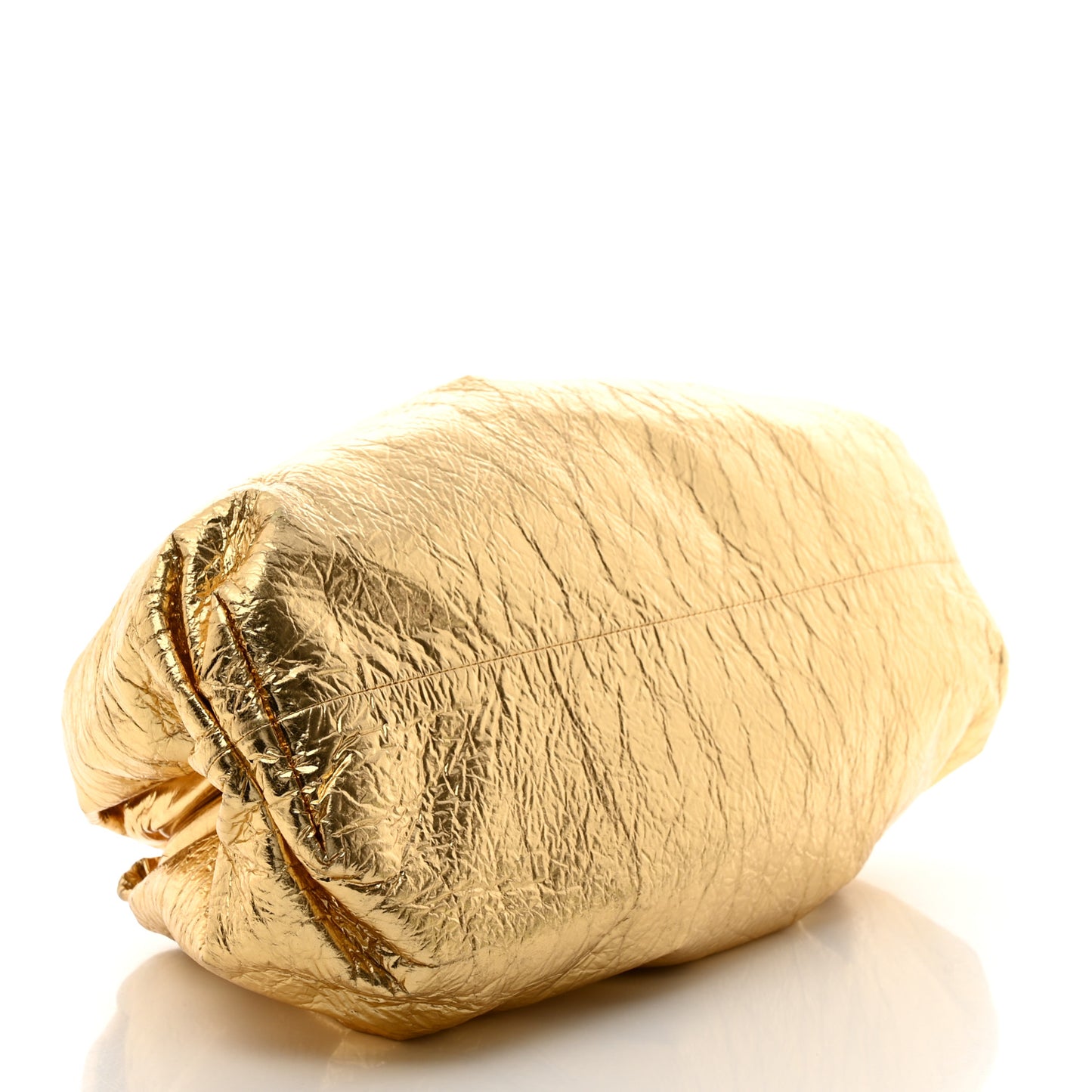 Metallic Crinkled Lambskin The Pouch Oversized Clutch Oro