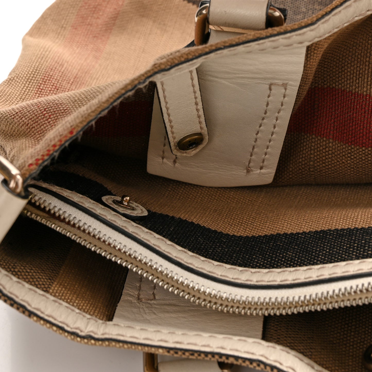 Canvas Mega Check Medium Tottenham Brit Tote White