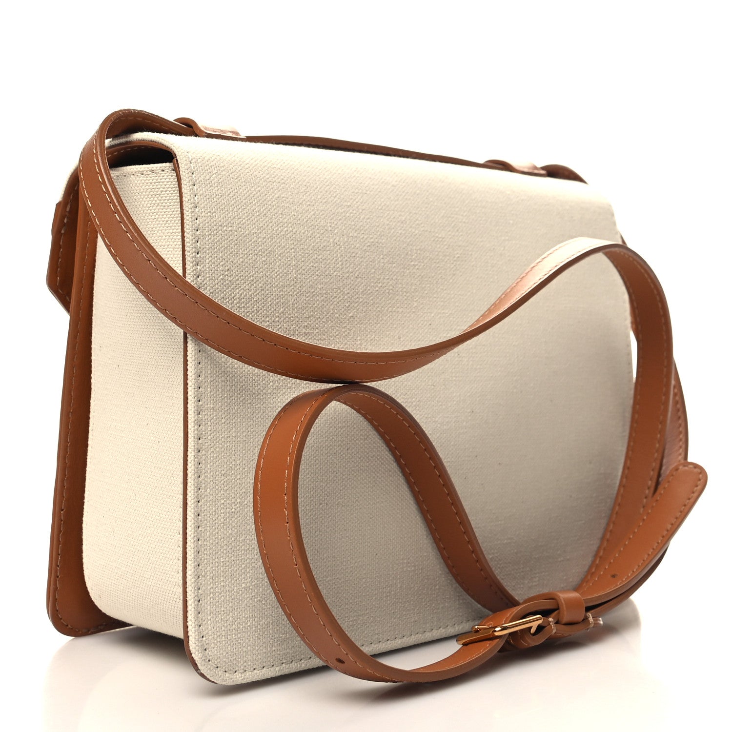 Mansur Gavriel Canvas Smooth Calfskin M Frame Box Bag Beige 3 of 10