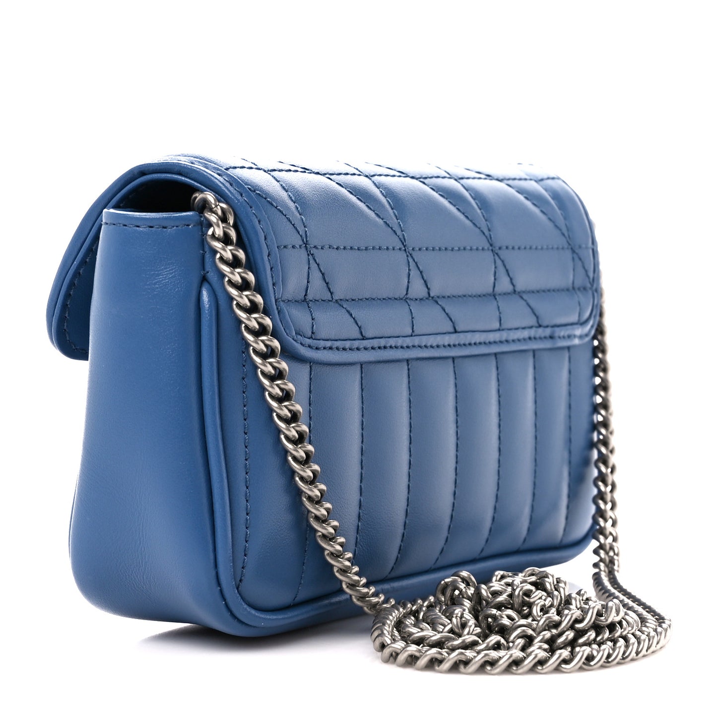 Calfskin Matelasse Aria Super Mini GG Marmont Shoulder Bag Clear Blue