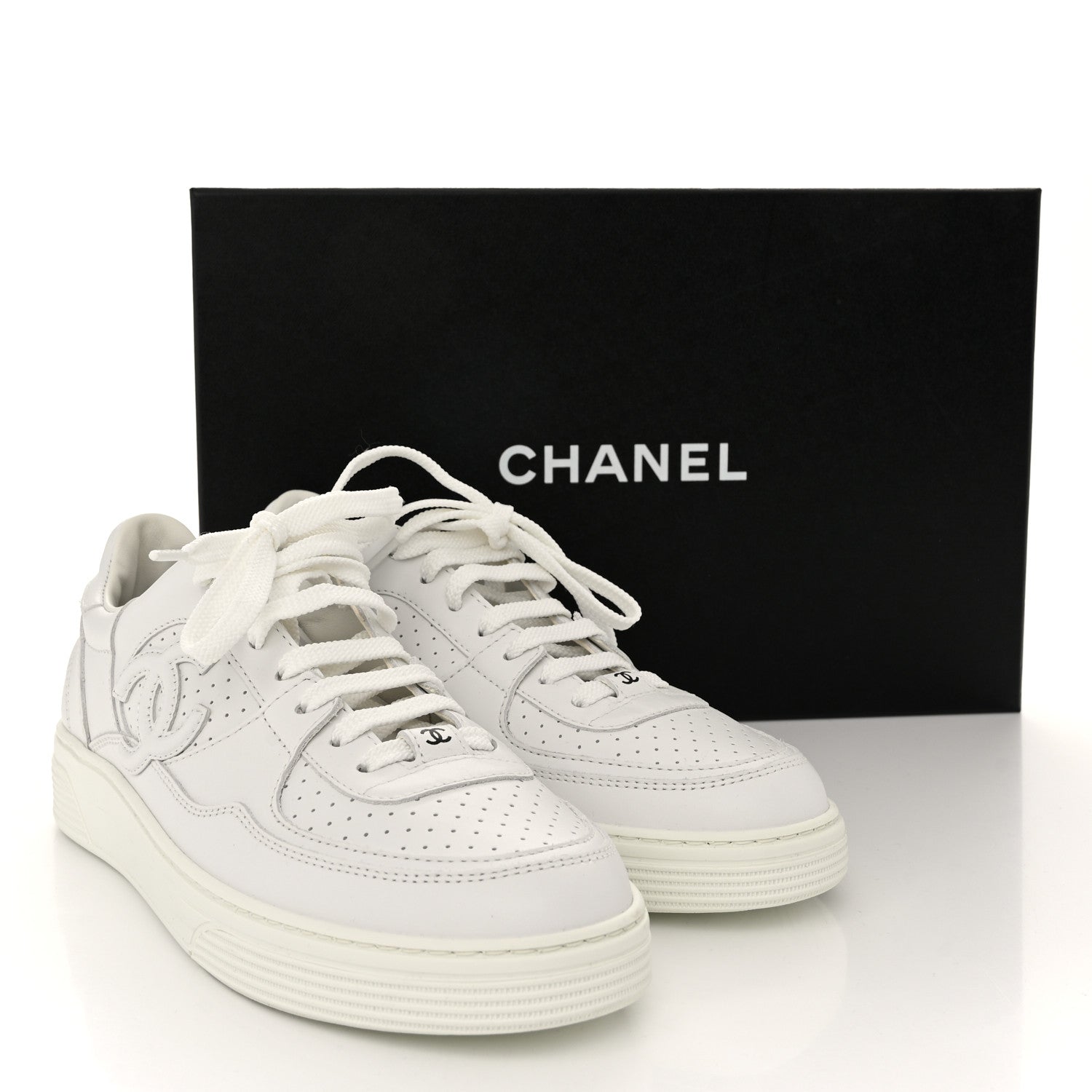 Chanel Calfskin CC Womens Sneakers 38 White 11 of 11
