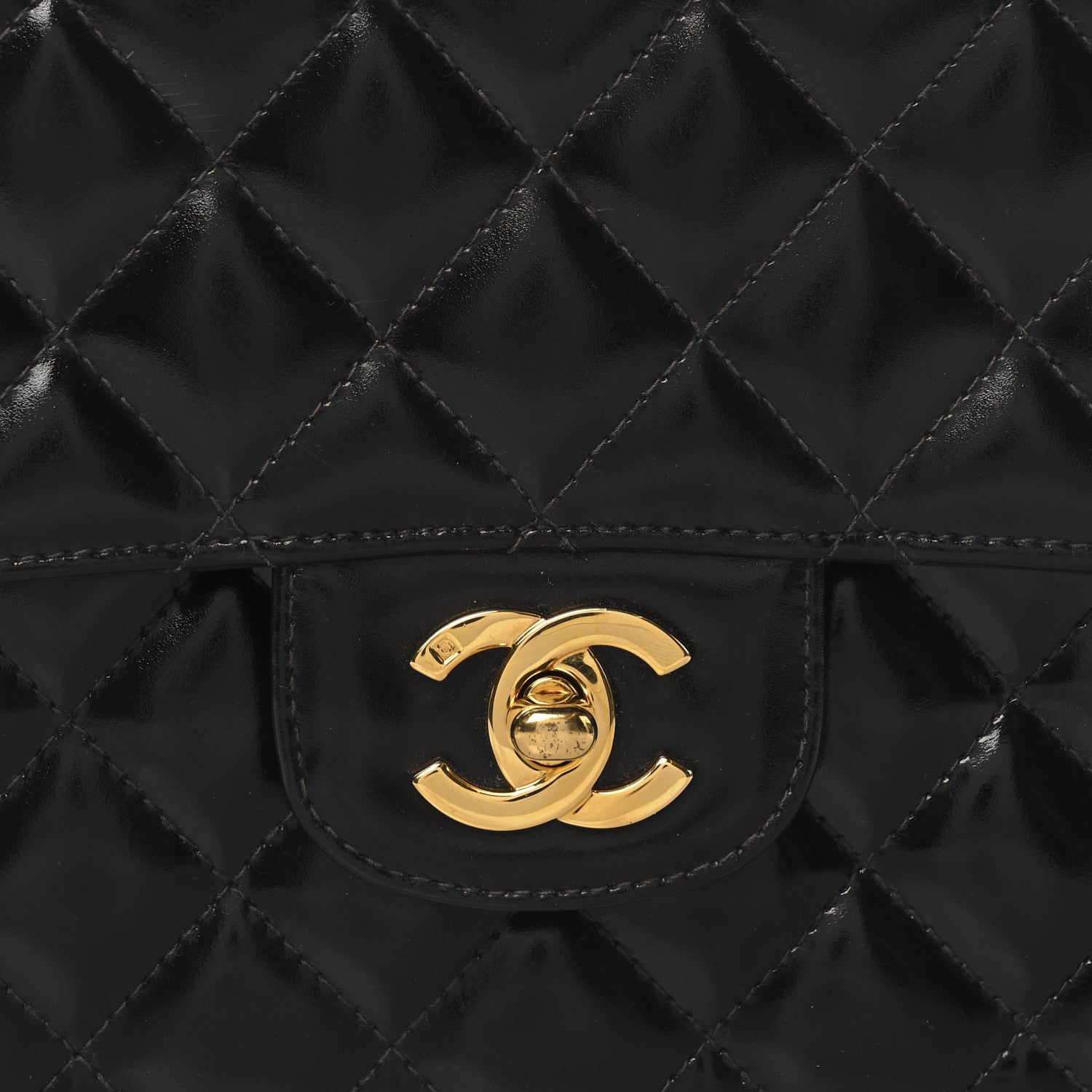 Chanel Patent Quilted Medium Rectangular Kelly Flap Bag Black 8 of 13
