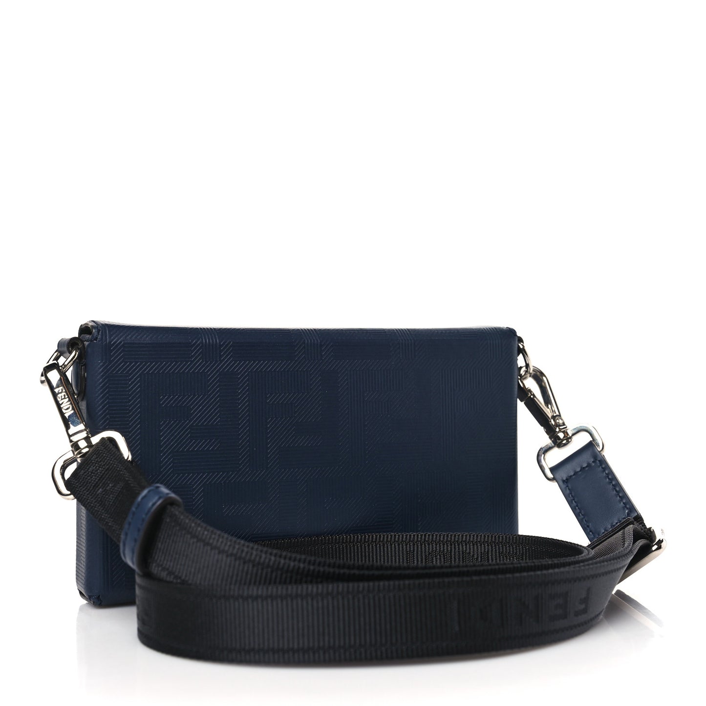 Vitello King FF Lines Embossed Baguette Soft Trunk Phone Pouch Midnight