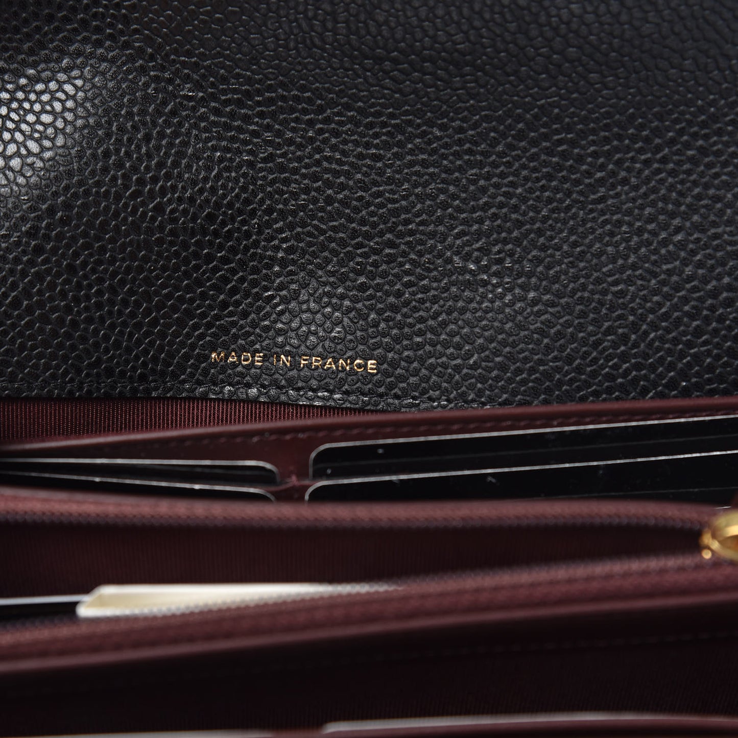 Caviar Quilted Large Gusset Flap Wallet Black
