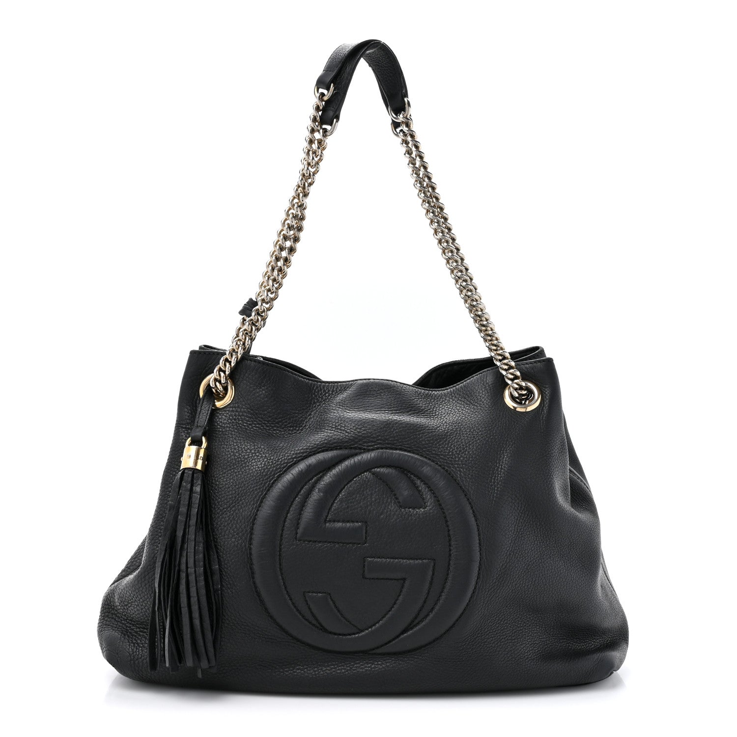 Gucci Pebbled Calfskin Medium Soho Chain Shoulder Bag Black 1 of 19