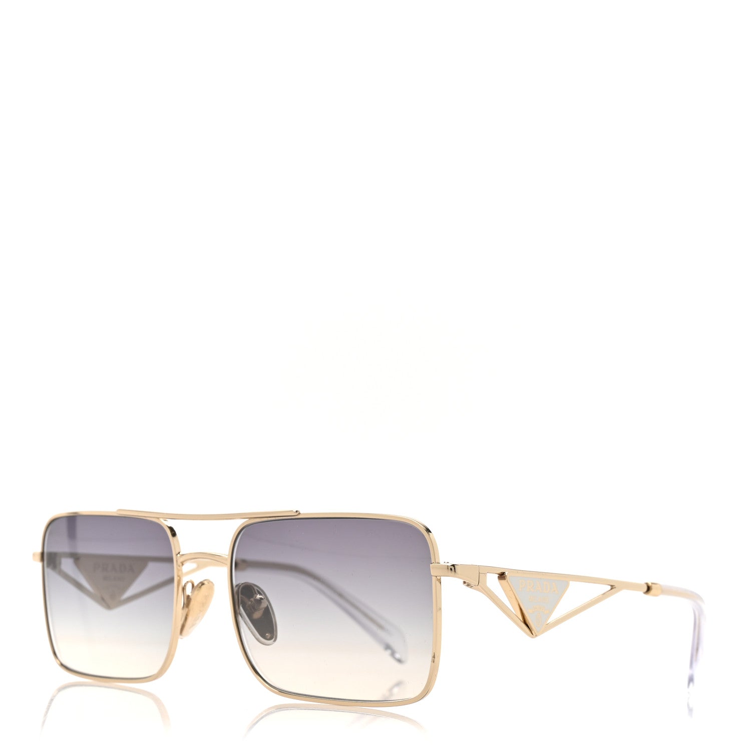 Prada Metal Symbole Triangle Logo Sunglasses SPR A52 Gold Blue