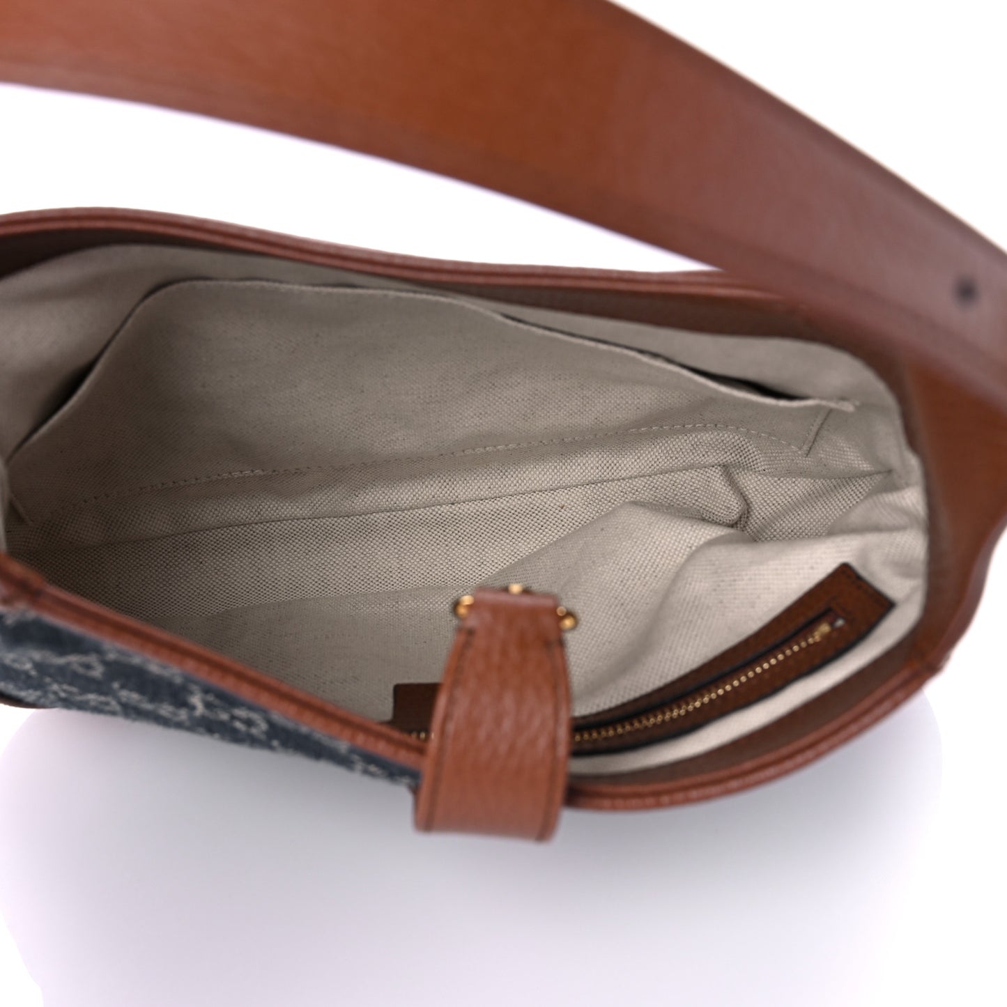 New Denim GG Monogram Calfskin Small Jackie 1961 Hobo Blue Tea Cuir