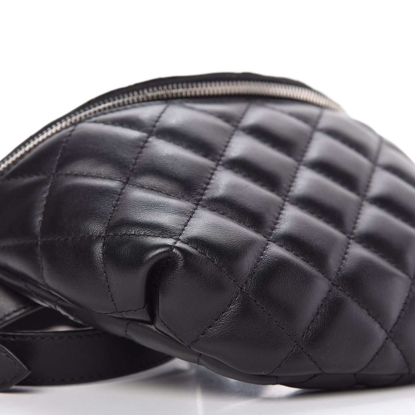 Grained Calfskin Quilted Waist Belt Bag Black