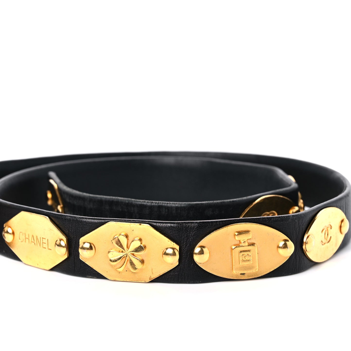 Metal Calfskin Clover Belt 85 34 Gold