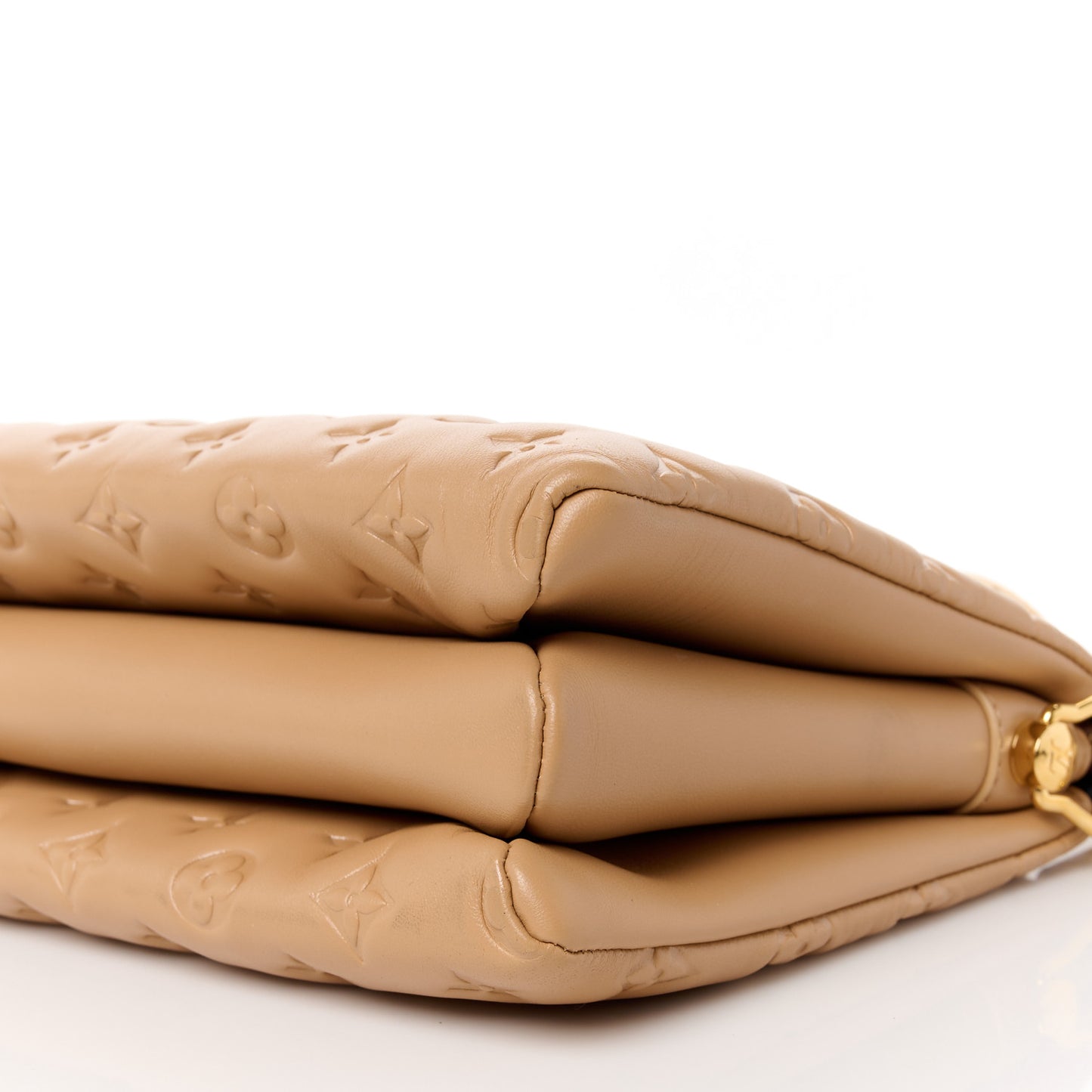 Lambskin Embossed Monogram Coussin PM Camel
