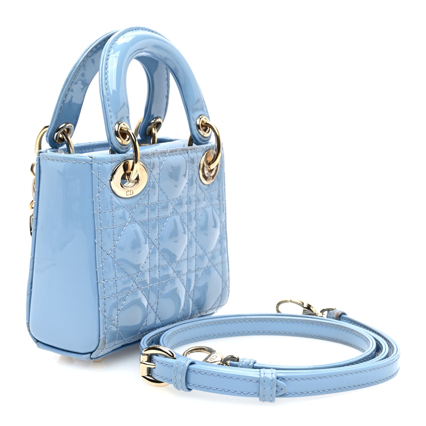 Patent Cannage Micro Lady Dior Cornflower Blue