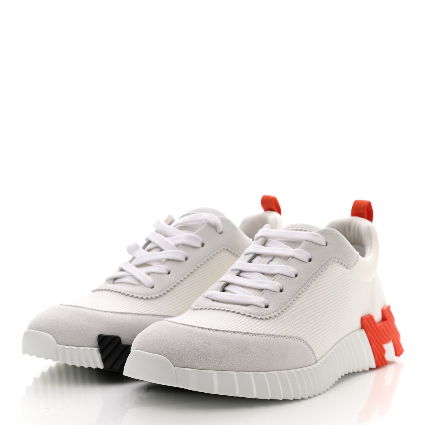 Technical Canvas Suede Goatskin Bouncing Sneakers 42 White Orange