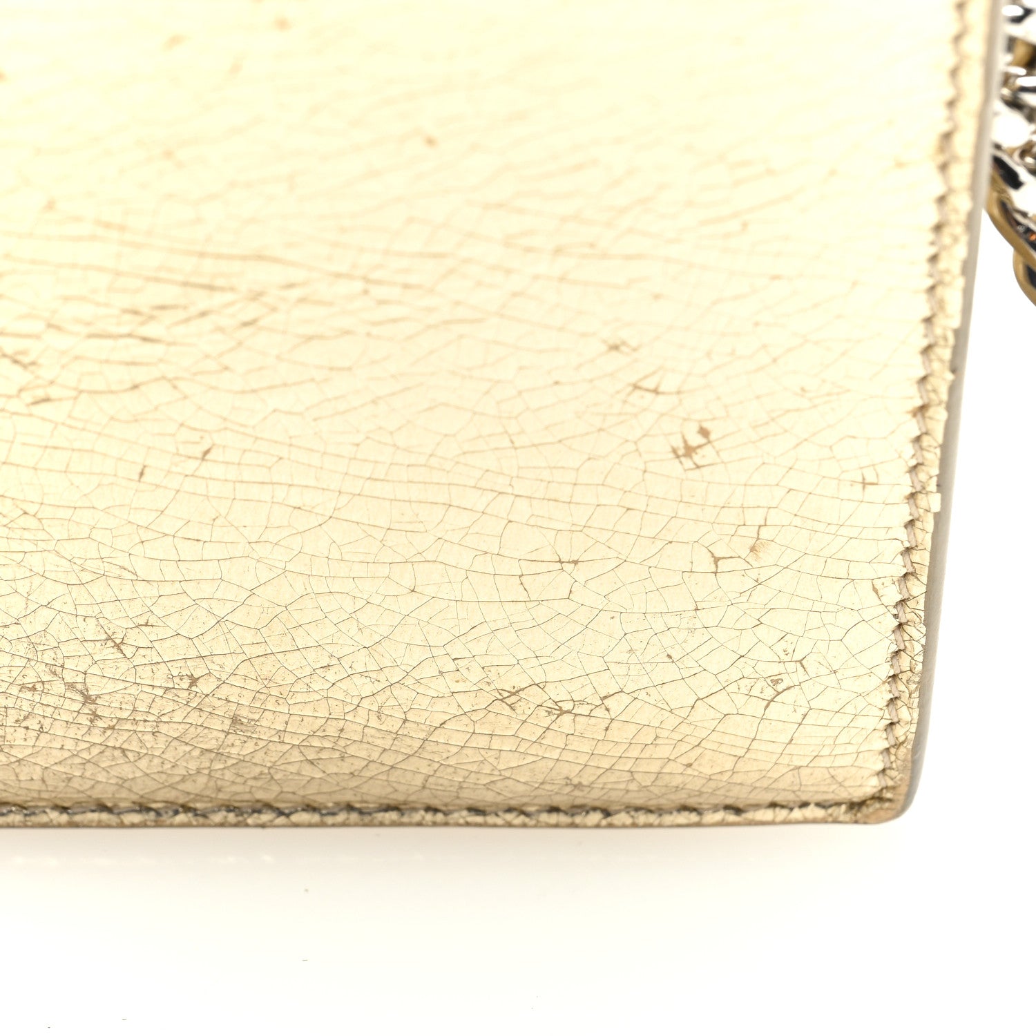 Saint Laurent Metallic Crackled Calfskin Kate Monogram Tassel Chain Wallet Gold 10 of 15