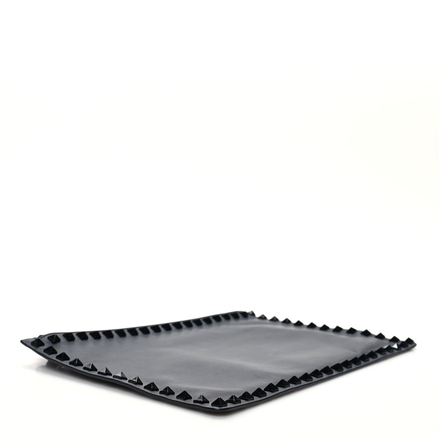 Nappa Monochrome Large Rockstud Zip Pouch Black