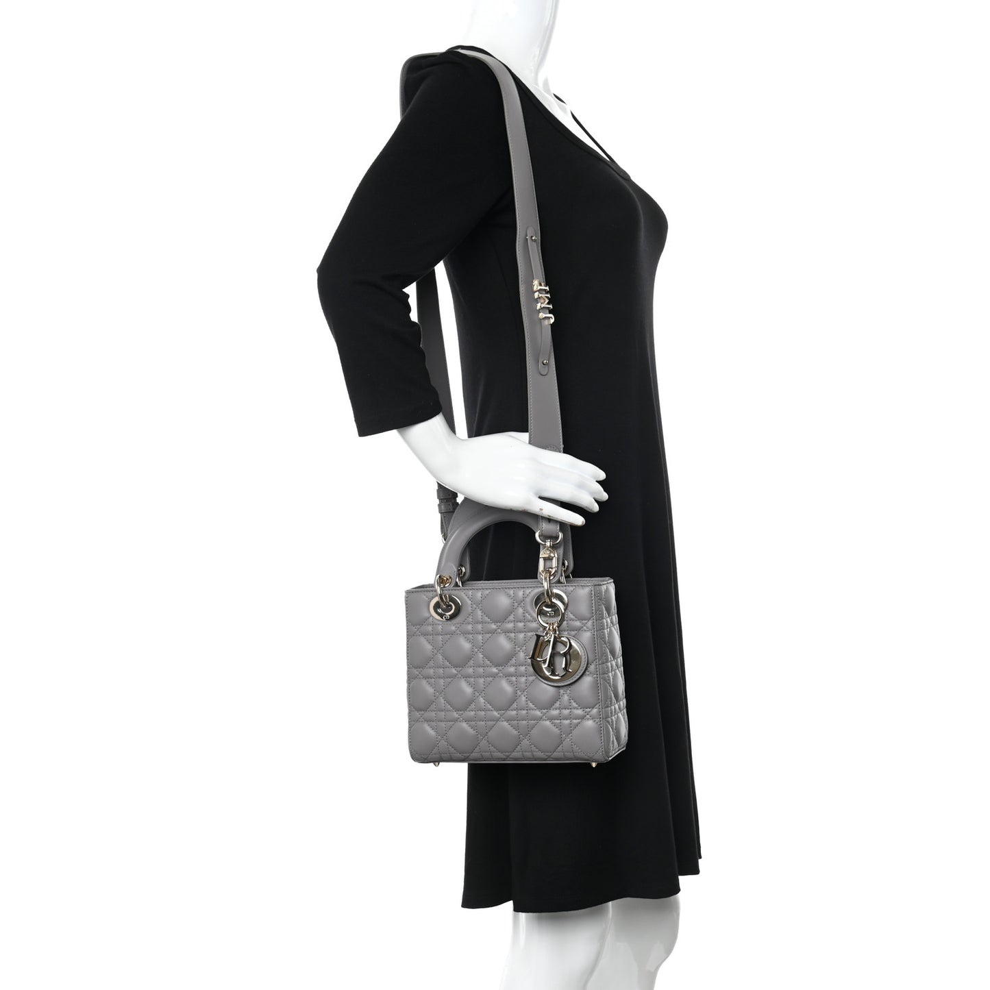 Lambskin Cannage Small My ABCDior Lady Dior Grey
