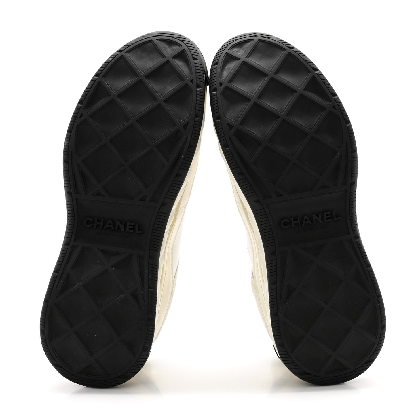 Velvet Calfskin Mixed Fibers CC Sneakers 37 Ivory Black