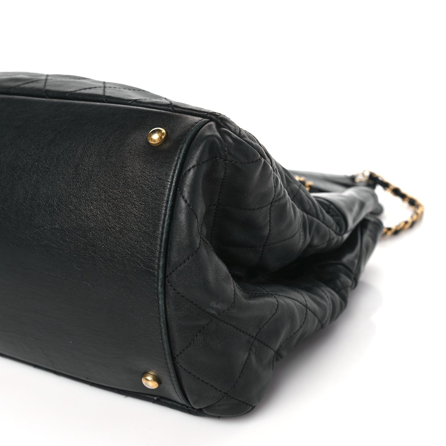 Iridescent Calfskin Quilted Large In The Mix Tote Black