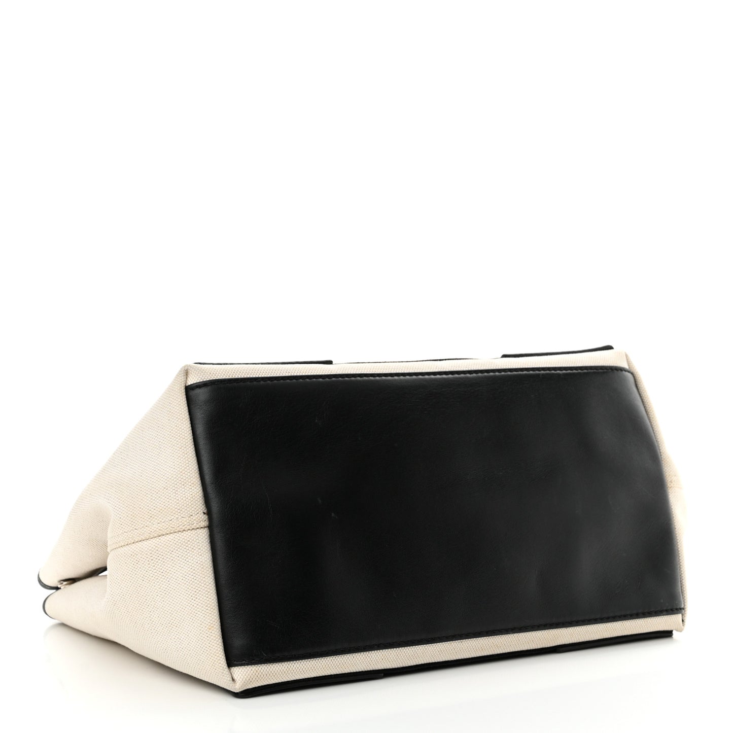 Cotton Canvas Satin Calfskin S Navy Cabas Natural Black