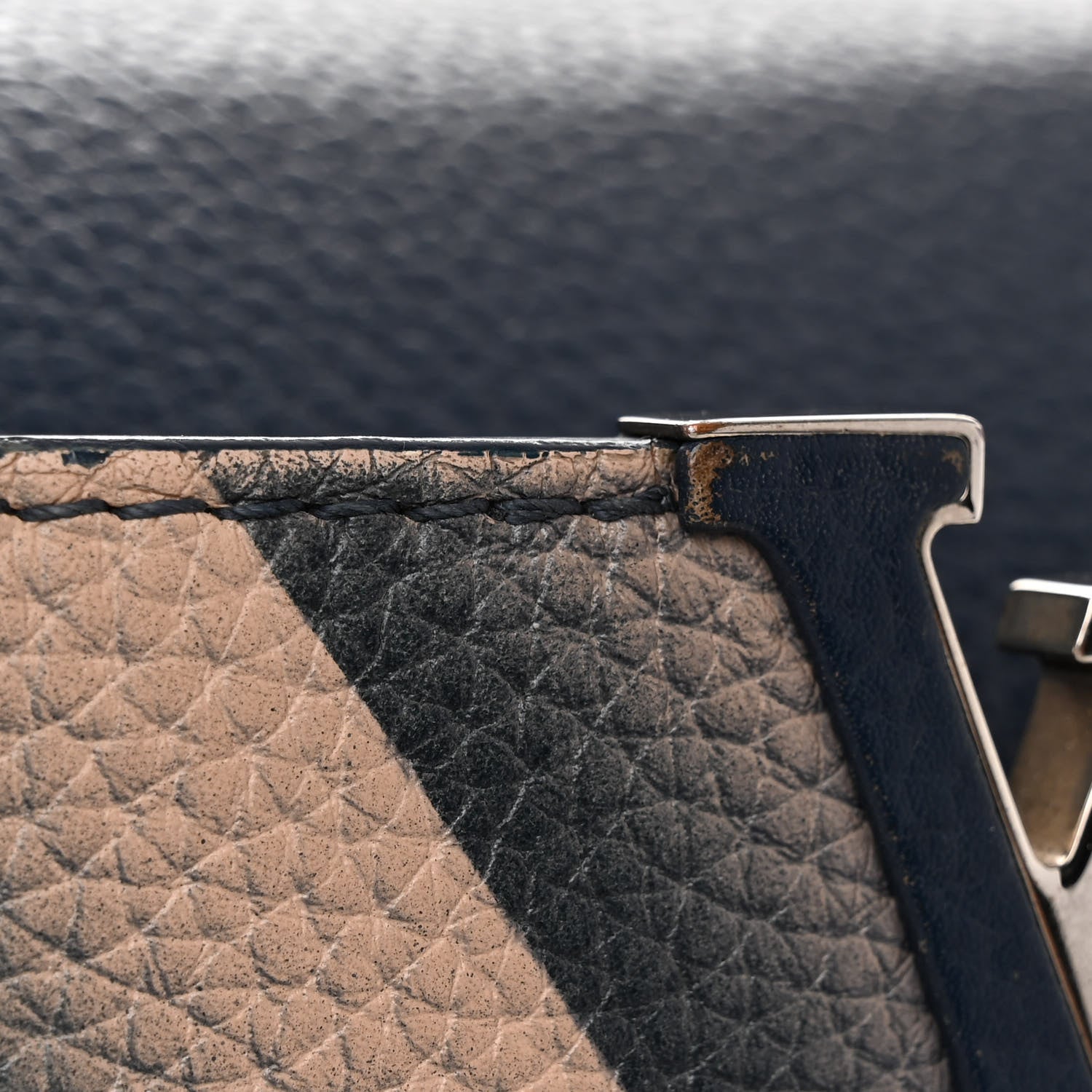 Louis Vuitton Taurillon Chevron Capucines PM Navy 12 of 12