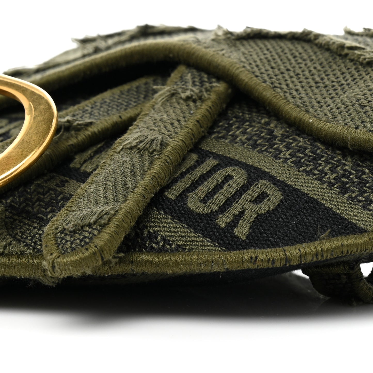 Canvas Embroidered Camouflage Saddle Belt Bag Green