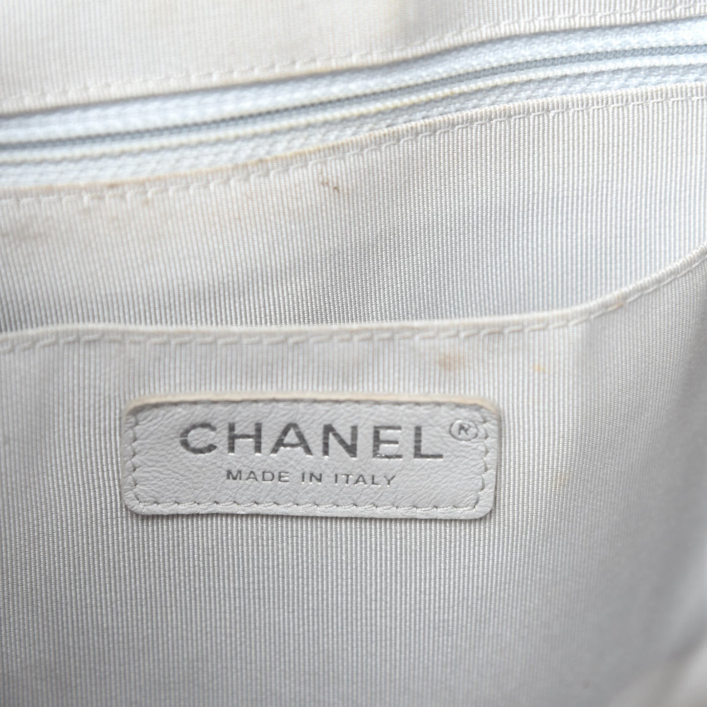 Iridescent Calfskin Chevron Small Urban Spirit Drawstring Bag Silver
