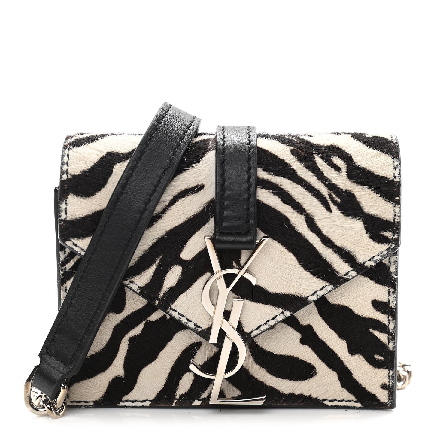 Calfskin Pony Hair Monogram Zebra Print Mini Candy Crossbody Black White