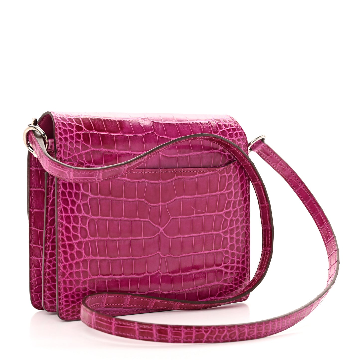 Shiny Alligator Mini Sac Roulis Rose Scheherazade