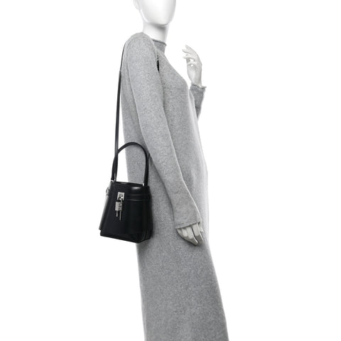 Box Calfskin Shark Lock Bucket Bag Black