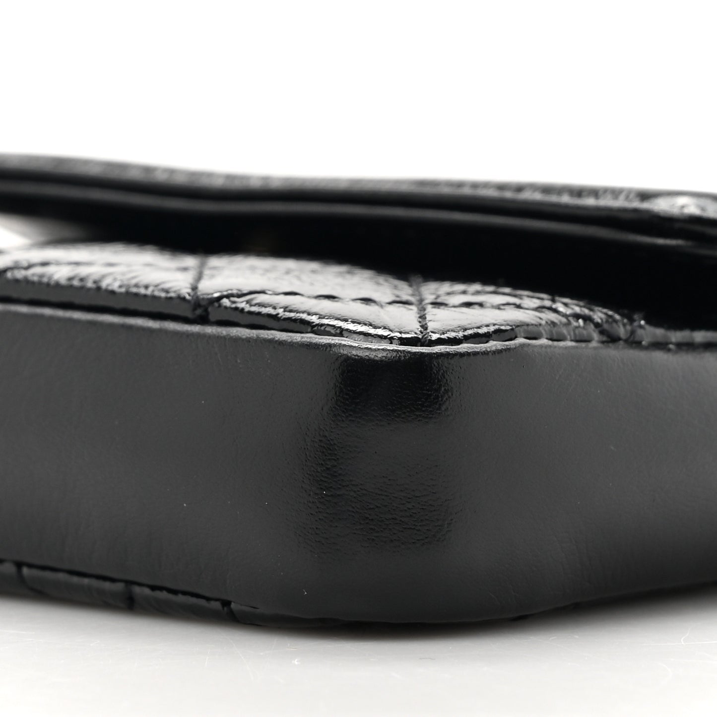 Shiny Aged Calfskin Quilted Waist Belt Bag Black