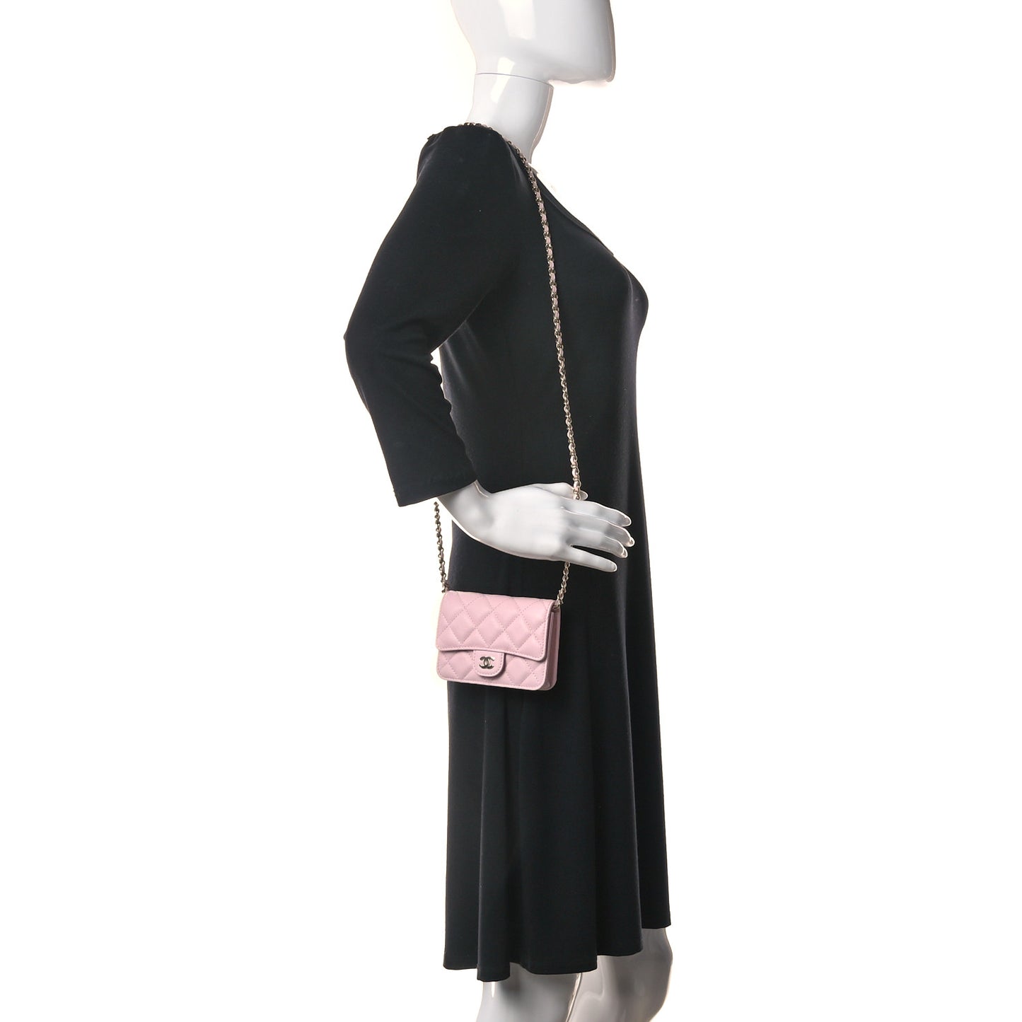 Caviar Quilted Mini Chain Bag Dark Pink