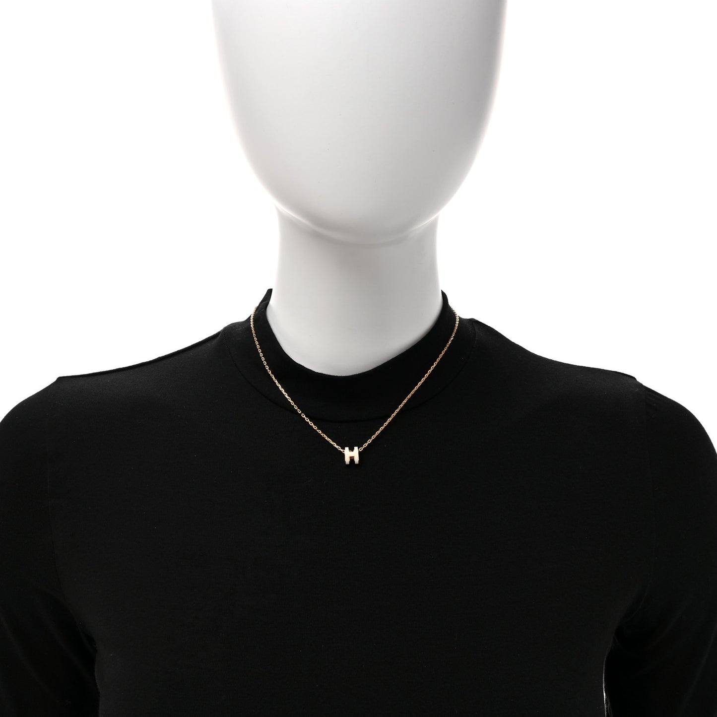 Lacquered Gold Mini Pop H Pendant Necklace White