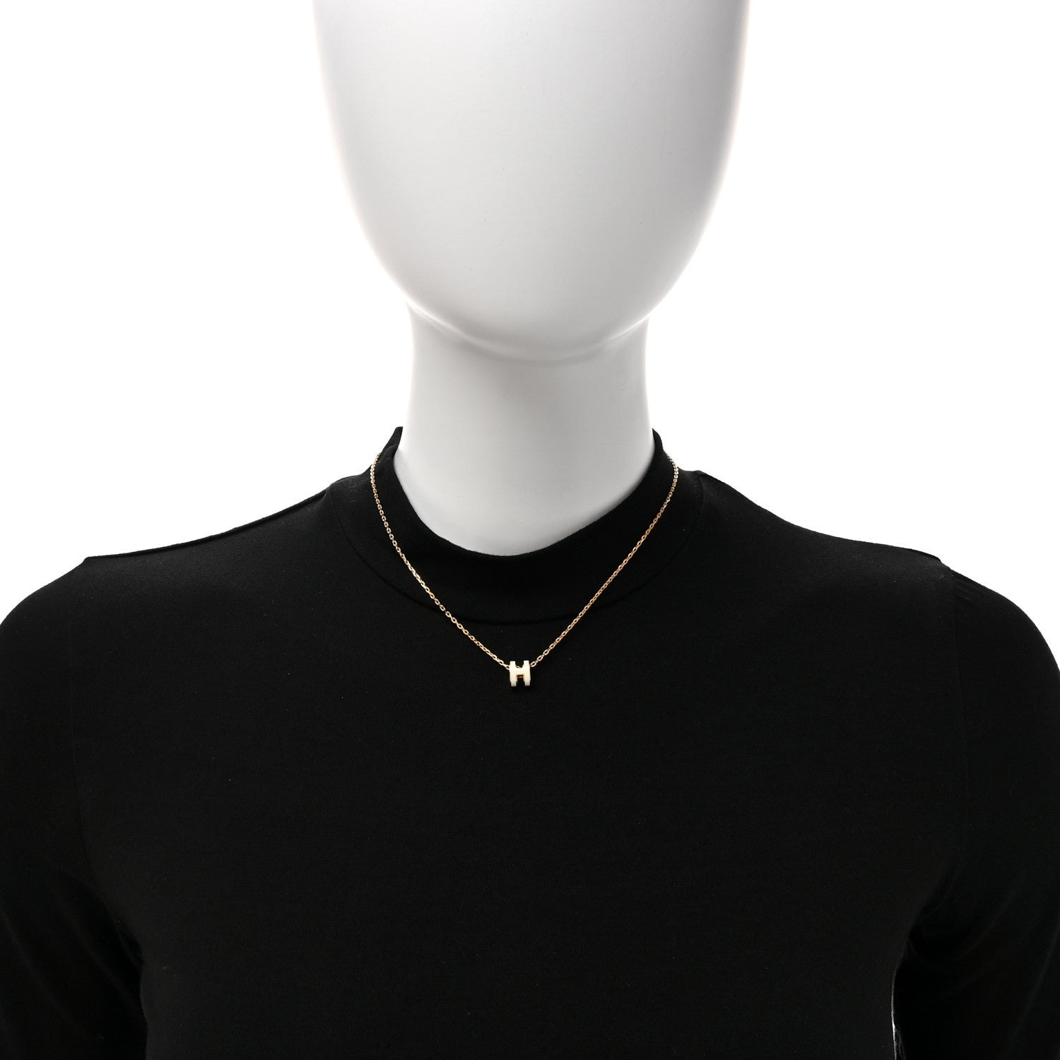 Hermes Lacquered Gold Mini Pop H Pendant Necklace White 2 of 7
