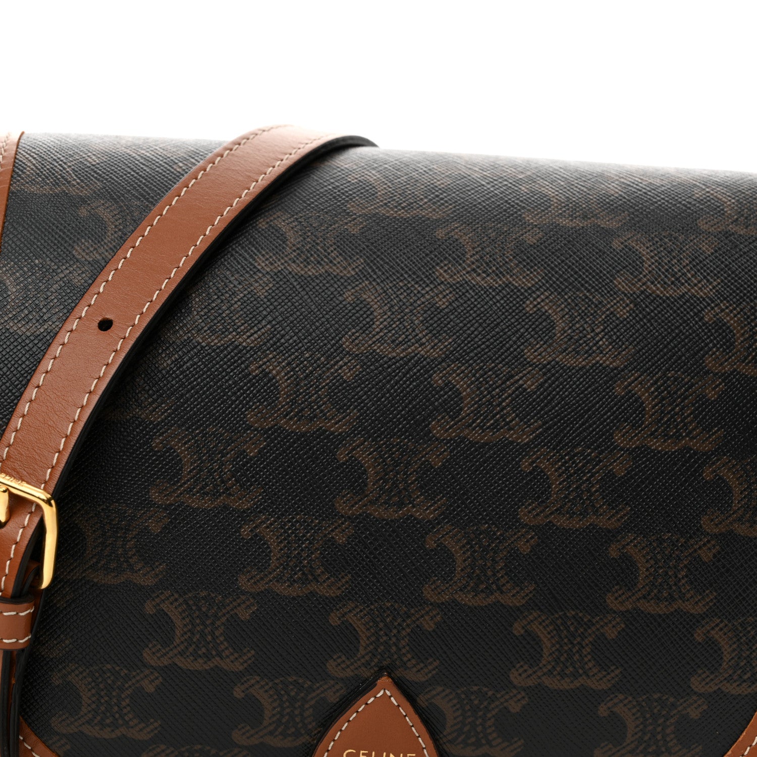 Celine Triomphe Canvas Medium Folco Bag Tan 7 of 15