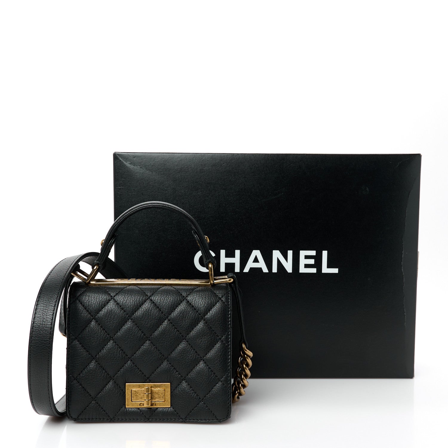 Chanel Goatskin Quilted Small Rita Top Handle Flap Black 11 of 11