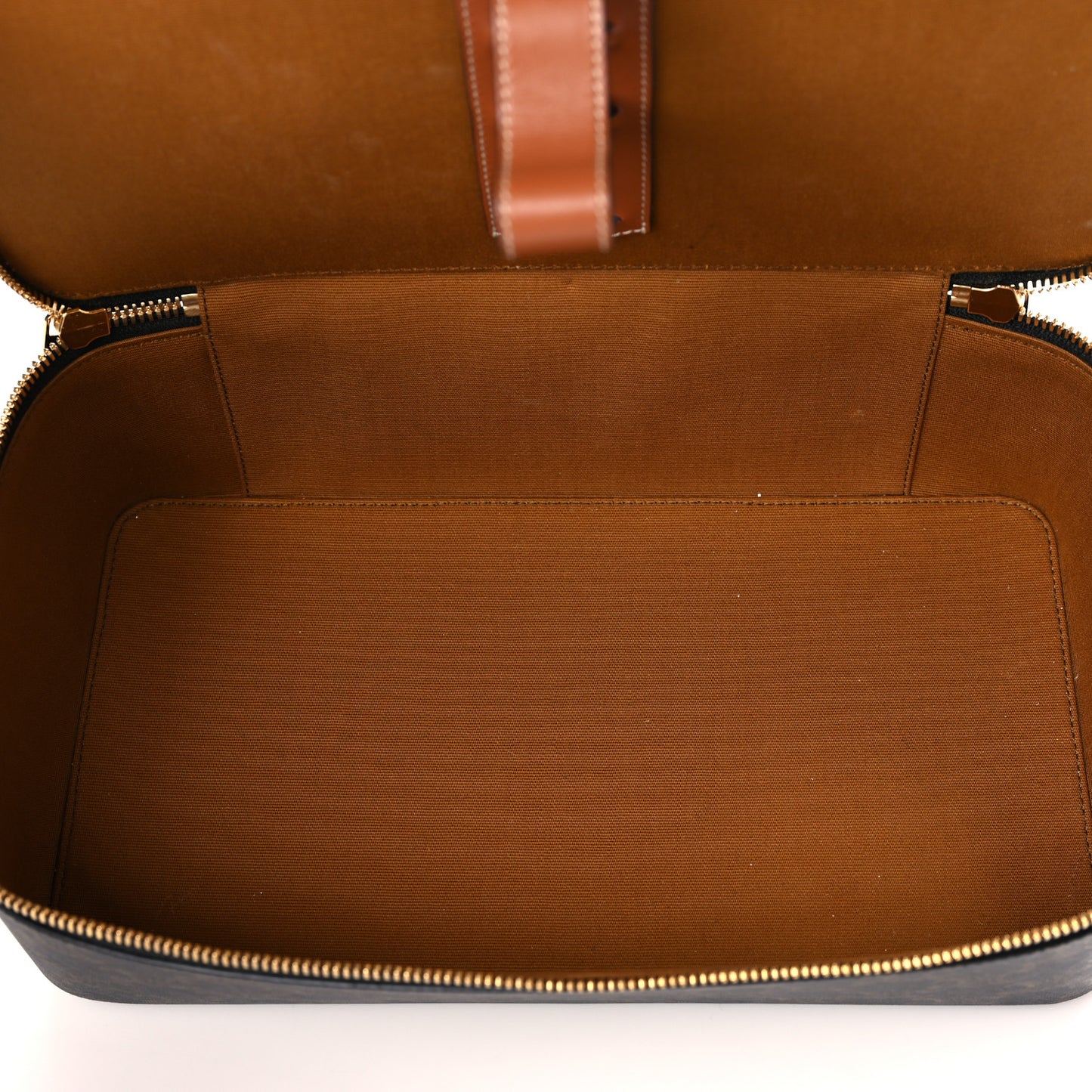 Triomphe Canvas Calfskin Large Top Handle Toiletry Case Tan