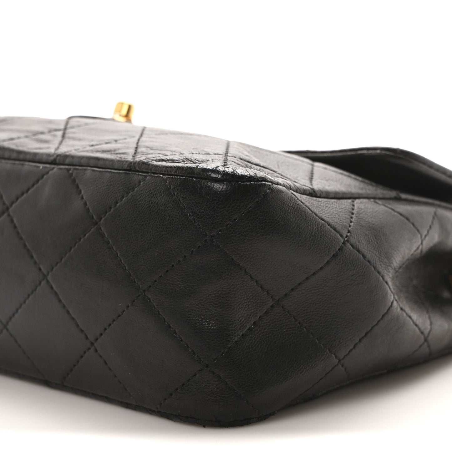 Lambskin Quilted Mini Square Flap Black