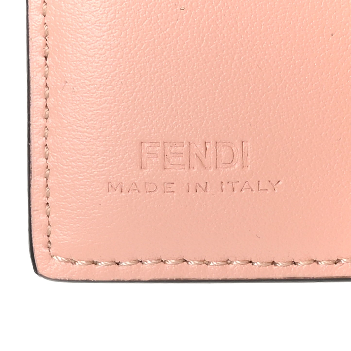 Vitello Kyoto Metal Fendi Roma Logo Micro Trifold Wallet with Chain Light Rose