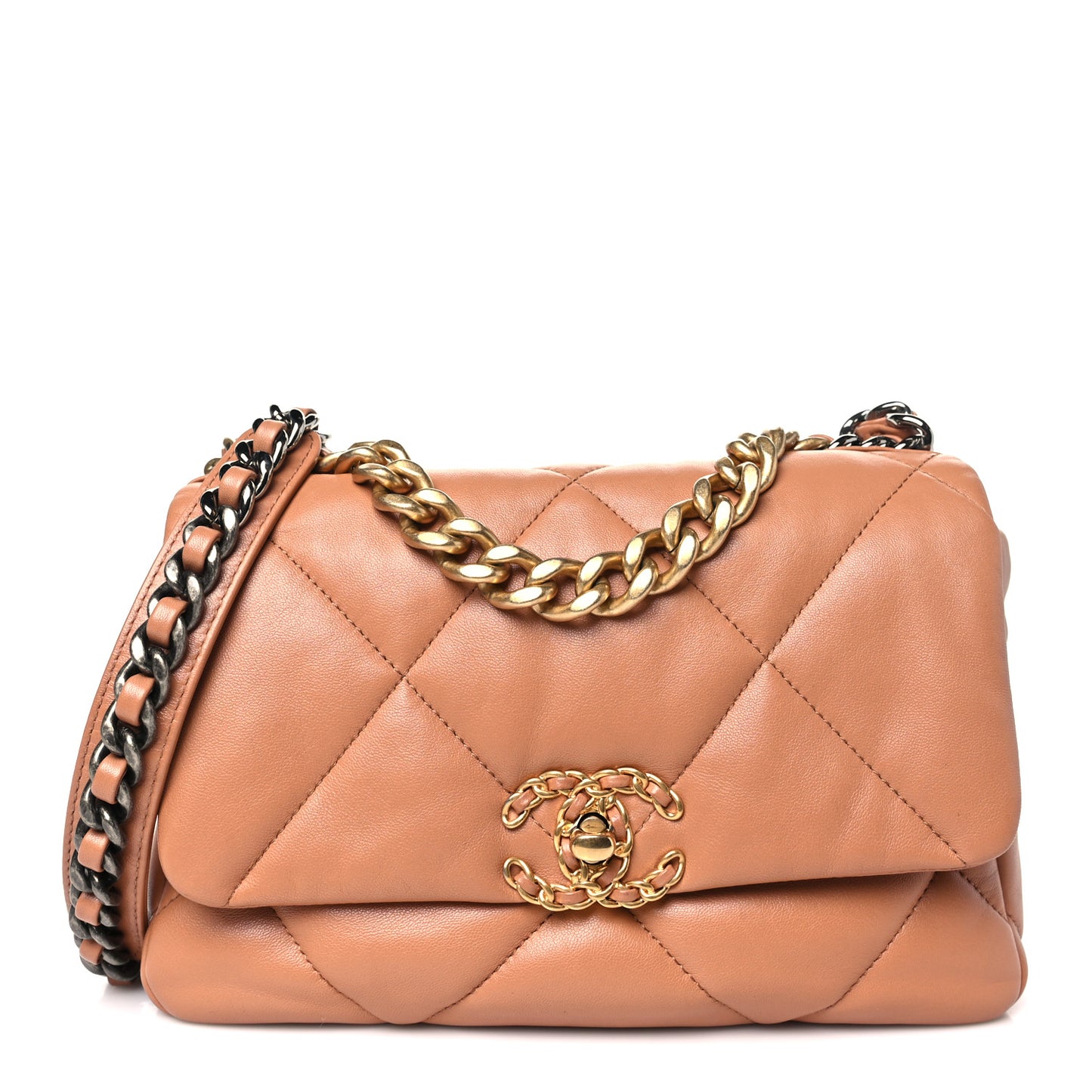 Lambskin Quilted Medium Chanel 19 Flap Brown